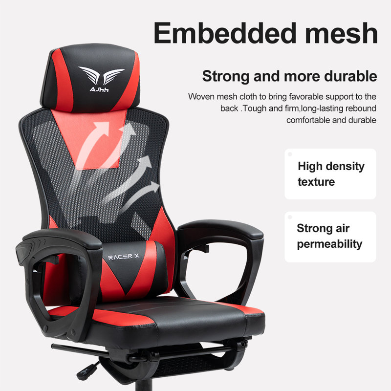 AJHH Gaming Chair Ergonomic Office Chair with Tilt Function, Mesh High Back Faux Leather